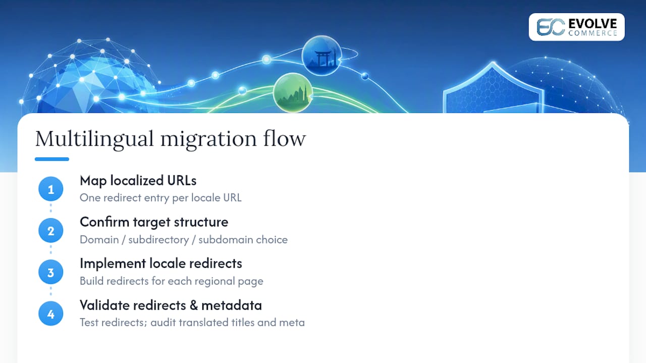Multilingual SEO migration workflow diagram